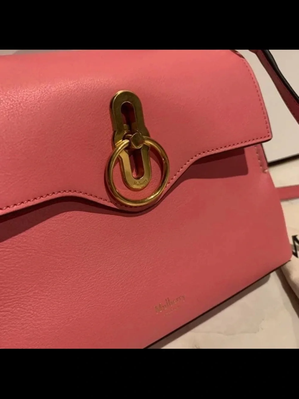 Mulberry Pink Leather Top-Handle Bag with Gold Hardware